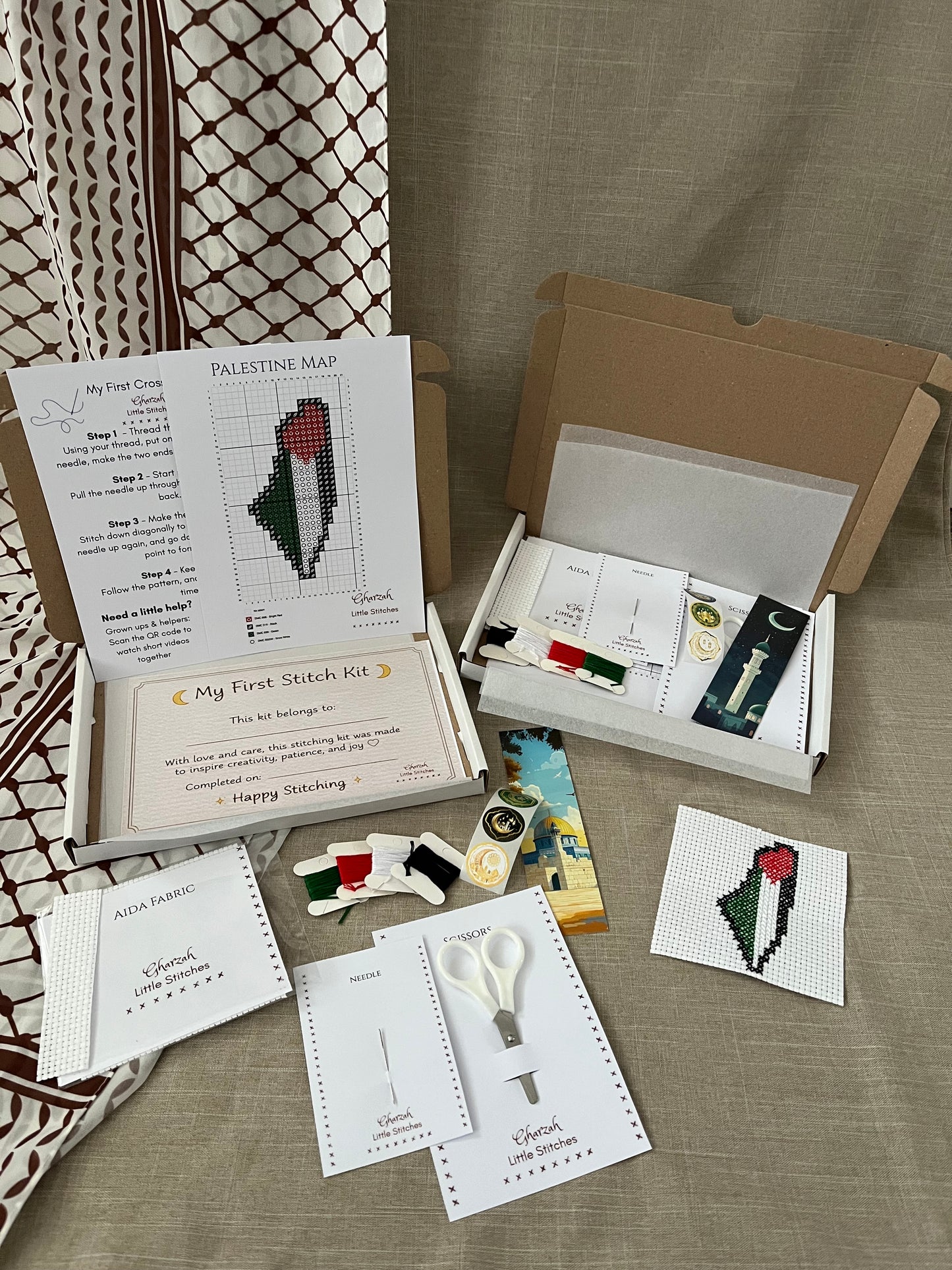Gharzah Little Stitches - Palestine Map Kit
